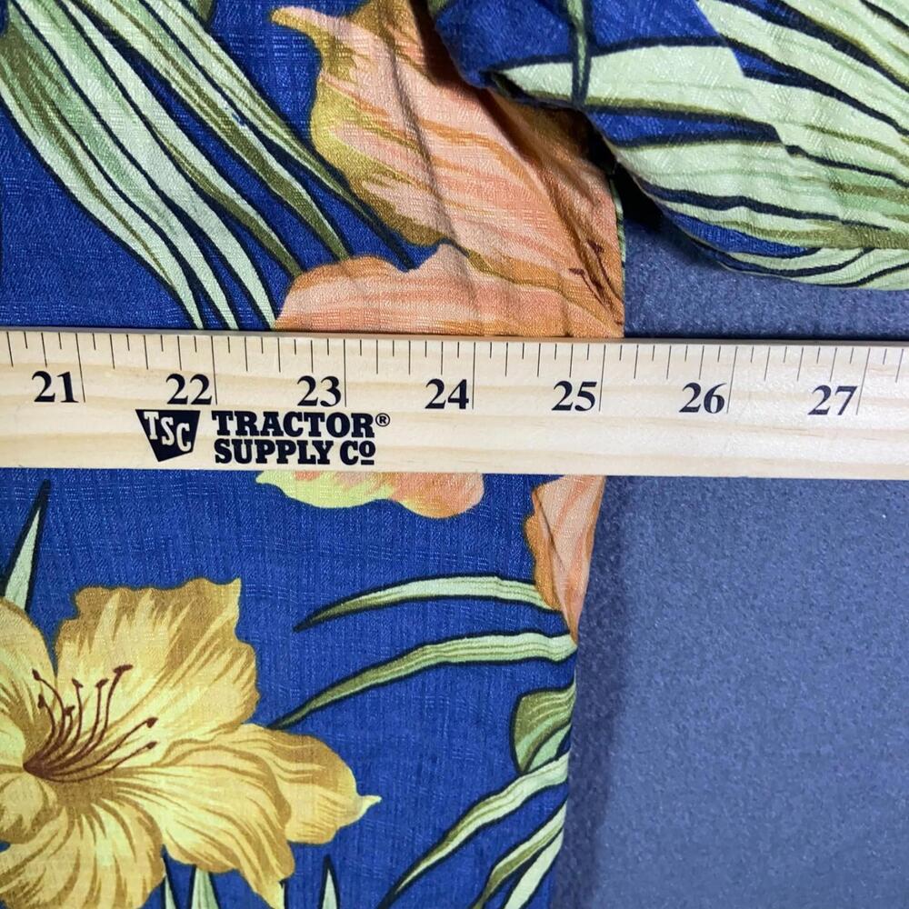 Bermuda Bay Size XL Hawaiian Flower Hibiscus Camp Silk Shirt Short Sleeve Blue - Picture 4 of 7